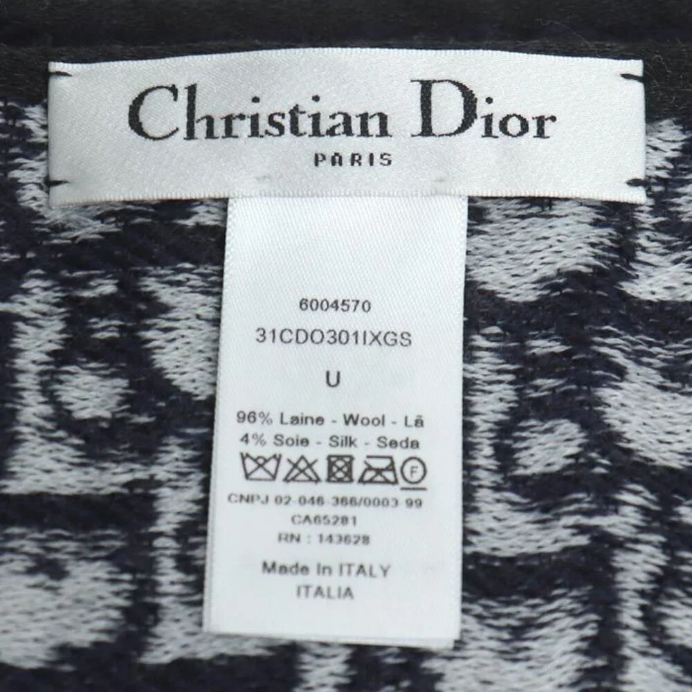 Dior Logo Oblique Big Scarf Navy 31 Cdo301 Ixgs - Picture 6 of 6